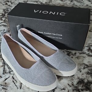 Vionic Gray Flats Comfortable Slip-On Loafers